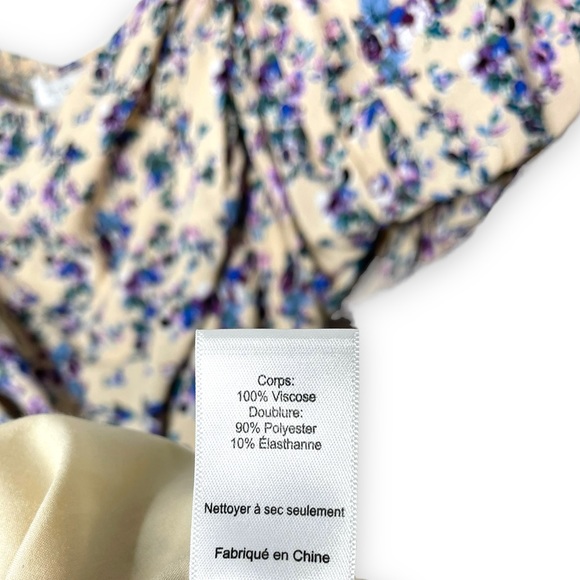 ASTR | Square Neck Bubble Sleeve Dress in Cream Multi Ditsy Small - Picture 6 of 7